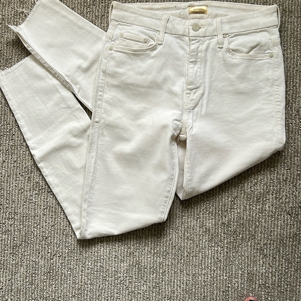 Mother high waisted looker ankle fray in whipping the cream size 27